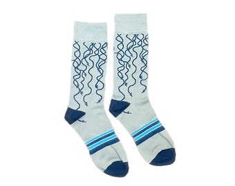 Ski Line Socks, Light Weight Casual Sock, Fun Socks for Men, Socks for Women, Mountain bike socks, Gift for her, Gift for him, Ski Sock