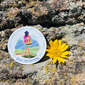 Nature Stickers, High Quality Vinyl, Outdoors, Explore, Hike, Never Stop Exploring, Peaks and Valleys, Car Decal, Laptop, Water Bottle