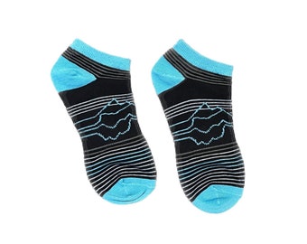 Mountain Lines Ankle Sock, Light Weight Casual Sock, Fun Socks for Women and Men, Mountain bike socks, Gift for her, Gift for him, Hike Sock