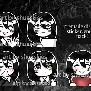 black hair anime girl/nayuta set of 5 emote pack!