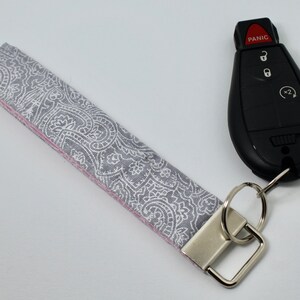 Grey Polished Paisley Keychain Wristlet