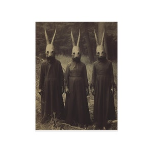 Rabbit Cult of the Forest, Vintage photography, Gothic Occult Poster, Witchcraft, Gothic Home Decor, image 3