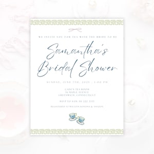 Tea With The Bride To Be Bridal Shower Invite Template | Tea Party | Spring Wedding | Bridal Shower Invitation Template
