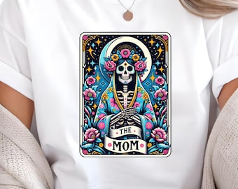 The Mom Tarot Card T-Shirt, Funny Mother's Day Shirts, Gifts for Mom, Nurturing Mother Loteria Card Graphic Tee, Vintage Style Shirt for Mom