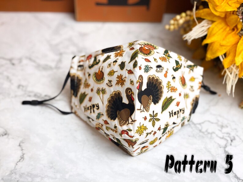 2 Thanksgiving Face Mask Washable Cotton Face Mask with Filter Etsy