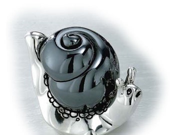 Silver plated statue, animals miniatures, handmade sculptures, Tiny snail