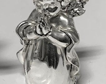 Silver plated angel statue, hand crafted sculptures, miniatures