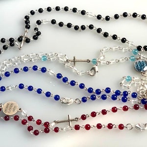 Set of 4 Necklace Rosary Glass beads 4mm Handmade Rosaries Chapelets