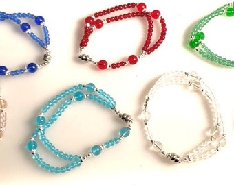 One set of 7  assorted Fashinable magnetic clasp Bracelet 59 glass beads Rosary  Handmade