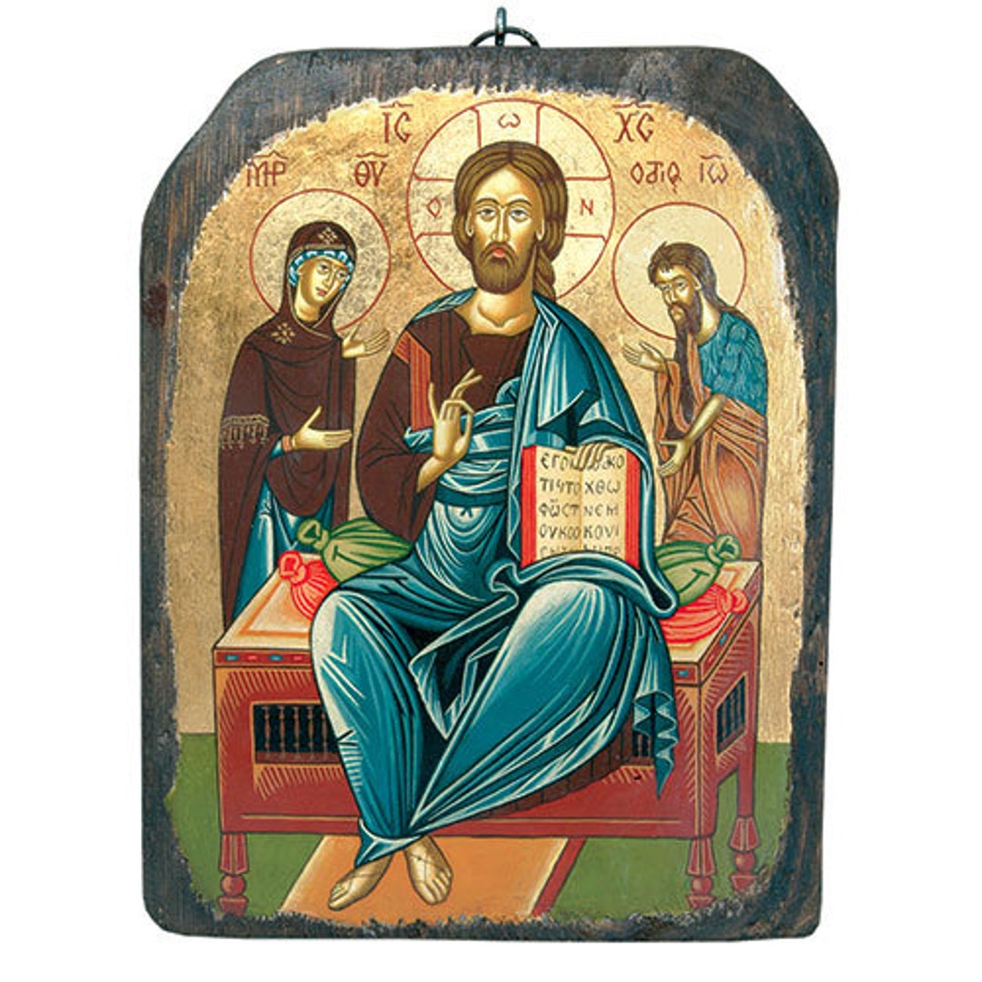 Hand Painted Icon on Wood, Greek Christian Orthodox Byzantine - Etsy
