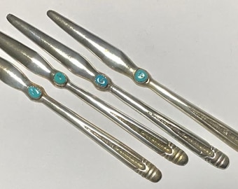 Authentic Indian American Letter Opener Sterling Silver 925 and Sleeping Beauty Turquoise Handmade
