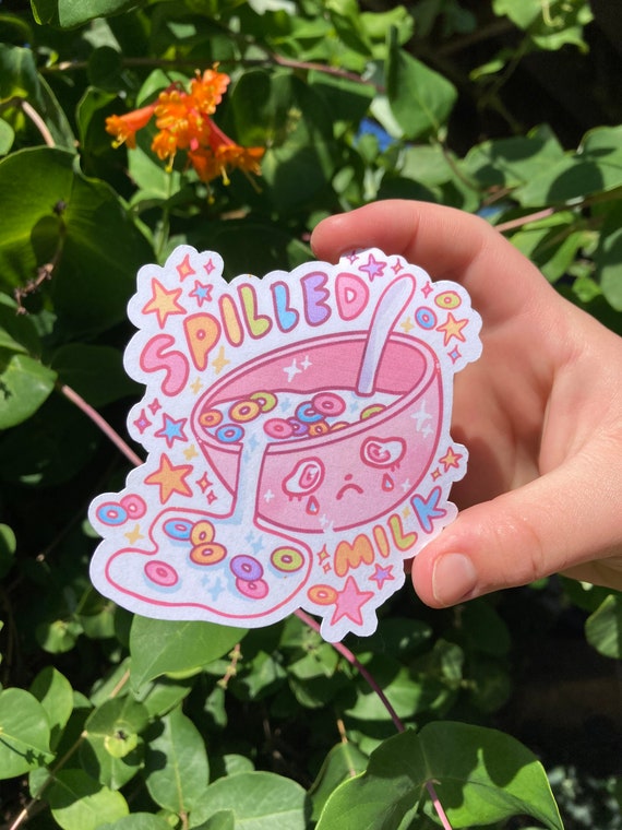 Spilled Milk Cereal diecut sticker || food sticker || pink sticker || cute sticker || phone case sticker and laptop decal