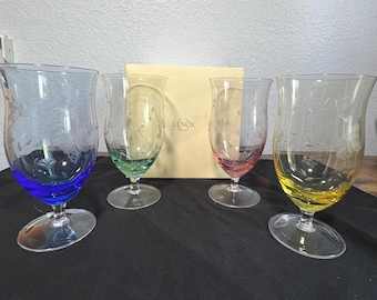 Lenox Butterfly Meadow Colored Stemware Set – 4 Assorted Goblets with Original Box