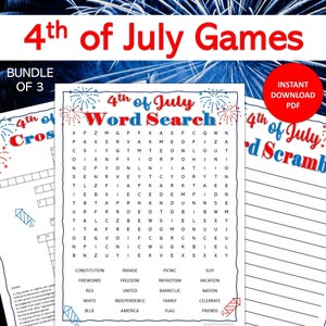 4th of July Games BUNDLE 4th of July Printable Games Independence Day Party Games 4th of July Activities Trivia Games for Kids Summer Games
