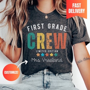 First Grade Crew School Team Teacher Shirt for 1st grade Teacher Tshirt Teacher Personalized Shirt Custom Teacher Tee School Team Staff Tees
