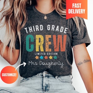 Third Grade Crew School Team Teacher Shirt for 3rd grade Teacher Tshirt Teacher Personalized Shirt Custom Teacher Tee School Team Staff Tee