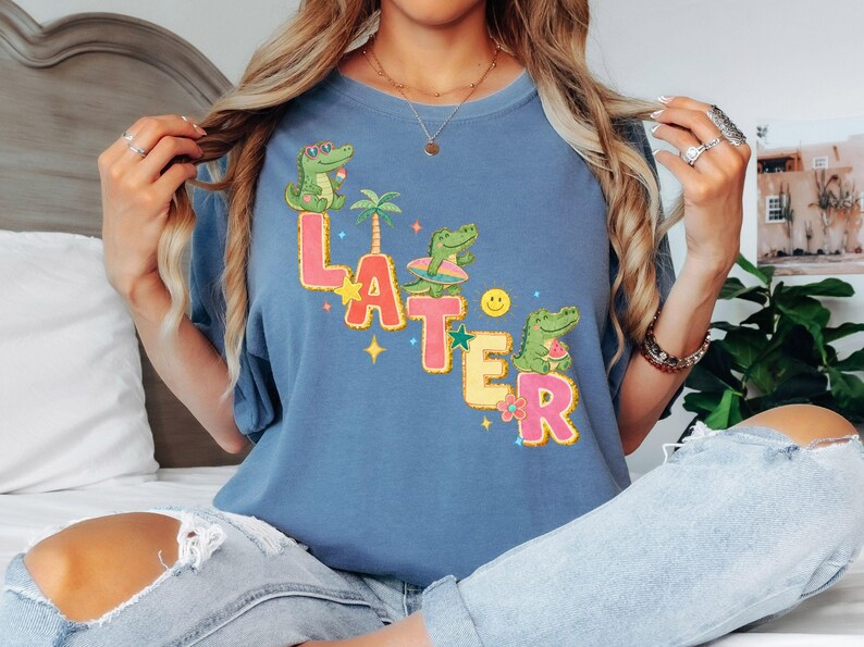 Later Alligator Last Day of School Teacher Shirt End of School Cute Later Gator Tee Teacher Retirement Tshirt Teacher Appreciation Gift Blue Jean