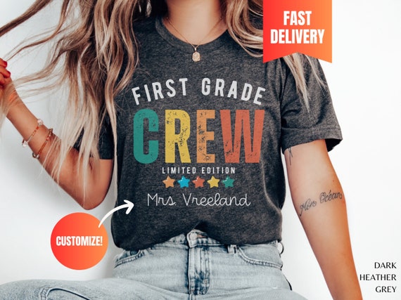 First Grade Crew School Team Teacher Shirt for 1st grade Teacher Tshirt Teacher Personalized Shirt Custom Teacher Tee School Team Staff Tees