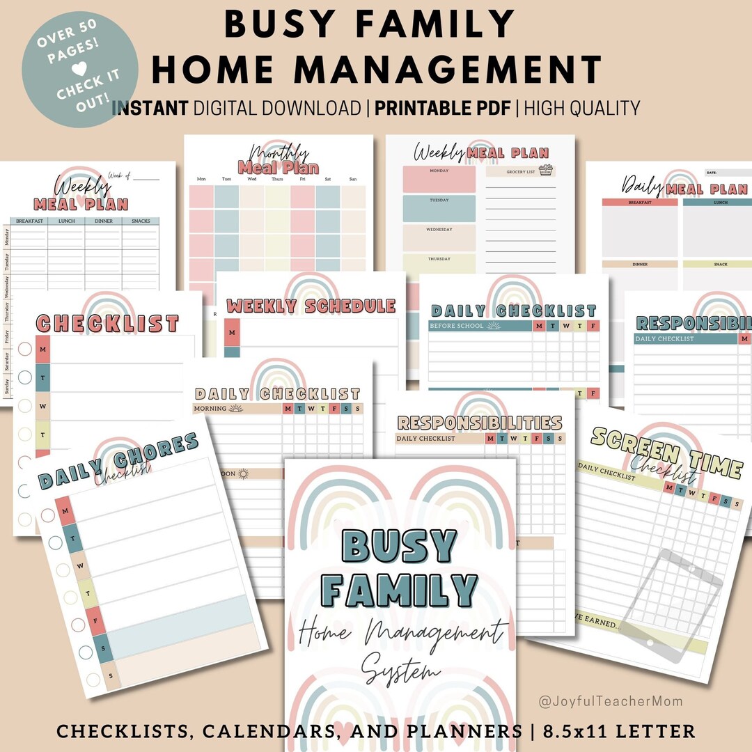 Busy Family Home Management System, INSTANT DOWNLOAD, Printable Planner ...