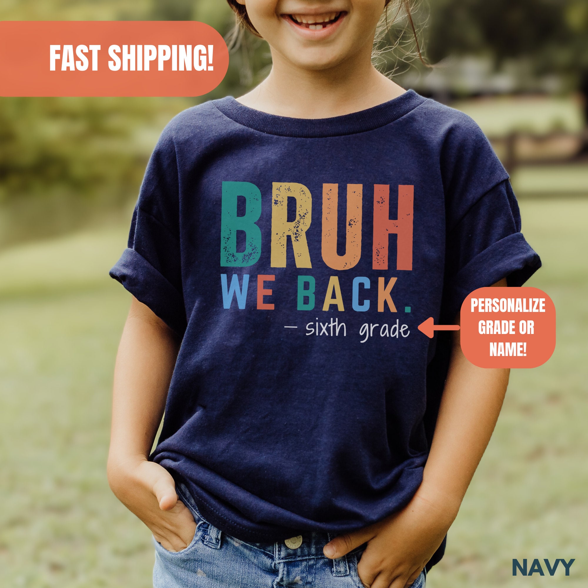 Custom Second Grade First Day of School Shirt, Back to School Shirt for Kids, 2nd Grade T-Shirt, 1st Day of School Tee, Bruh We Back T-shirt