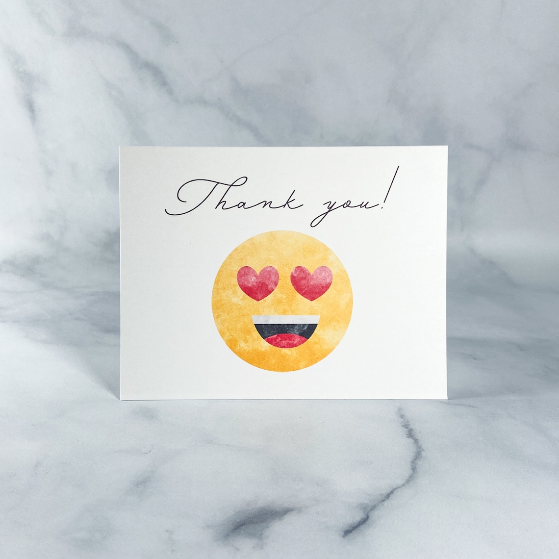 Thank You Watercolor Emoji Heart Eyes Greeting Card Etsy