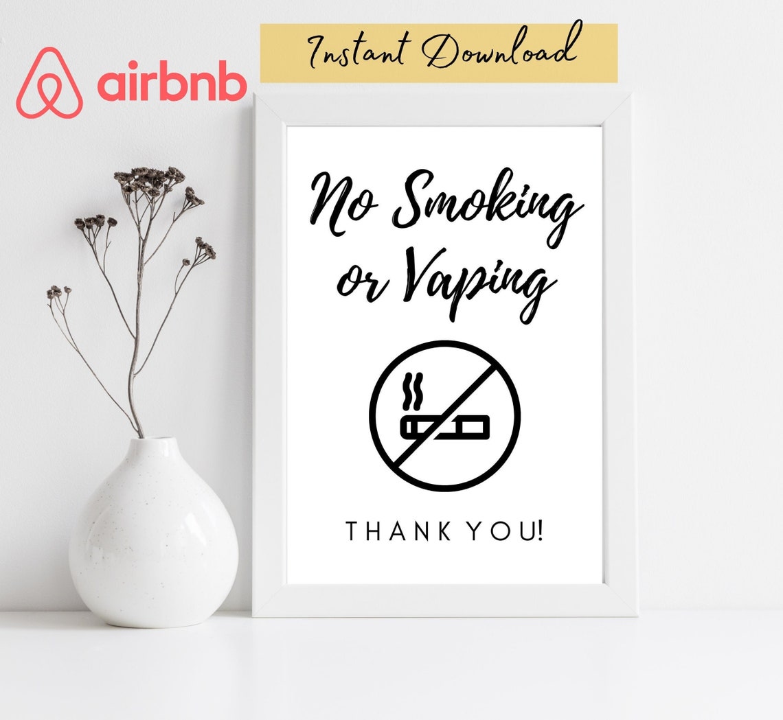 Airbnb No Smoking No Vaping PRINTABLE SIGN 8x10 Etsy