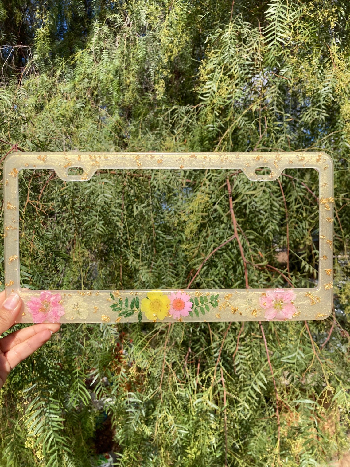 Flower Custom License Plate Frame Etsy