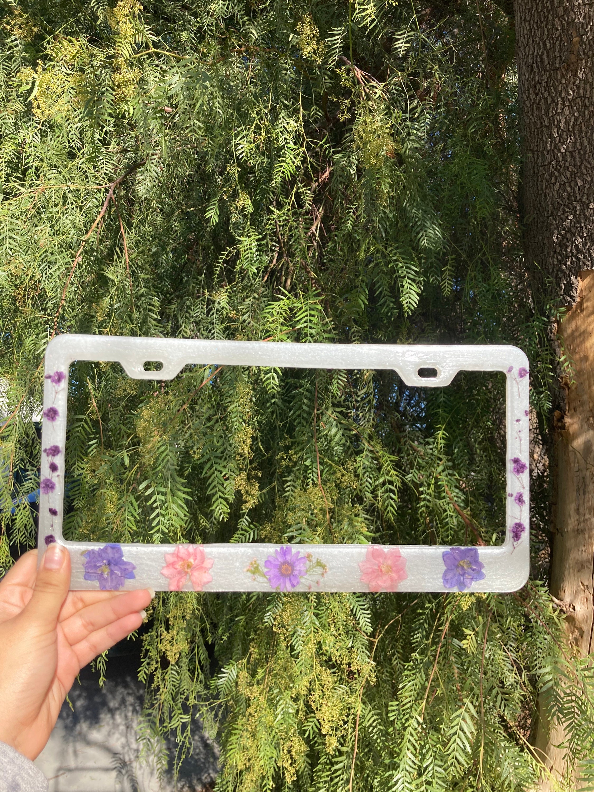 Flower Custom License Plate Frame | Etsy