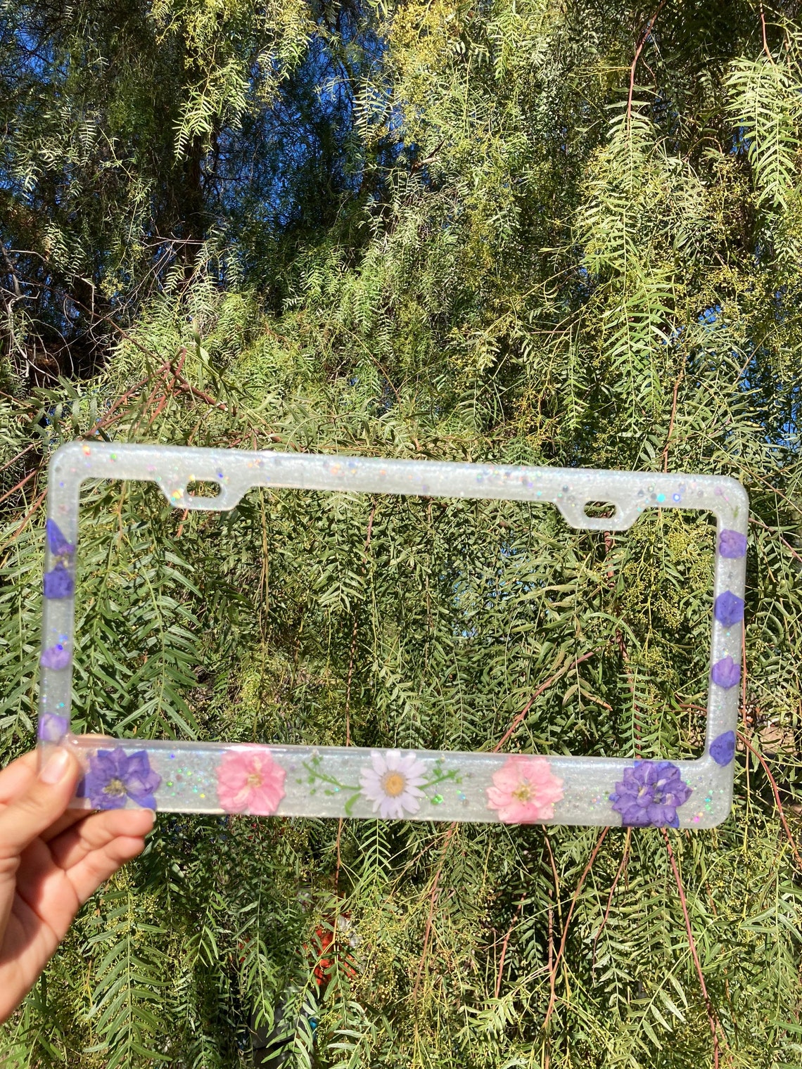 Flower Custom License Plate Frame Etsy
