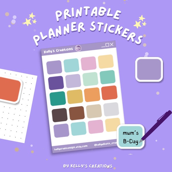 DIGITAL Planner Stickers | Colourful Boxes Stickers | Functional Planner Stickers | Digital Download + cut files