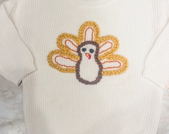 Baby/toddler/kid hand embroidered thanksgiving sweater