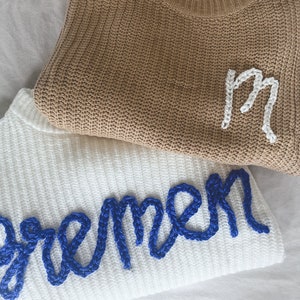 Hand embroidered adult sweater- any amount of letters!