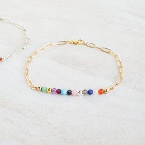Eras Gemstone Bracelet, Swiftie Bracelet, Eras Tour Bracelet, Eras Silver Gold Bracelet, Gemstone Paperclip Bracelet image 9