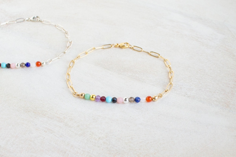Eras Gemstone Bracelet, Swiftie Bracelet, Eras Tour Bracelet, Eras Silver Gold Bracelet, Gemstone Paperclip Bracelet image 9