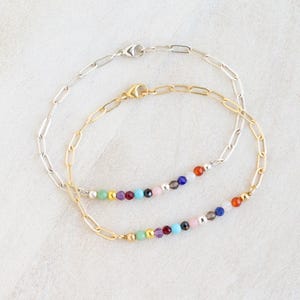 Eras Gemstone Bracelet, Swiftie Bracelet, Eras Tour Bracelet, Eras Silver Gold Bracelet, Gemstone Paperclip Bracelet image 2