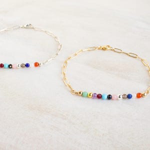 Eras Gemstone Bracelet, Swiftie Bracelet, Eras Tour Bracelet, Eras Silver Gold Bracelet, Gemstone Paperclip Bracelet image 8