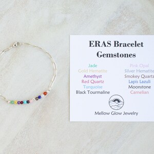 Eras Gemstone Bracelet, Swiftie Bracelet, Eras Tour Bracelet, Eras Silver Gold Bracelet, Gemstone Paperclip Bracelet image 4