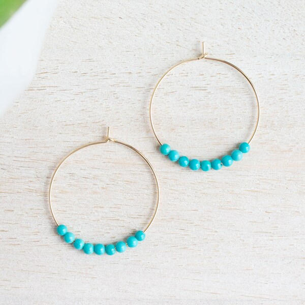 Mini Turquoise Disco Hoops main image 0