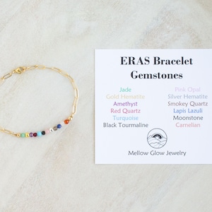 Eras Gemstone Bracelet, Swiftie Bracelet, Eras Tour Bracelet, Eras Silver Gold Bracelet, Gemstone Paperclip Bracelet image 3
