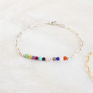 Eras Gemstone Bracelet, Swiftie Bracelet, Eras Tour Bracelet, Eras Silver Gold Bracelet, Gemstone Paperclip Bracelet image 10