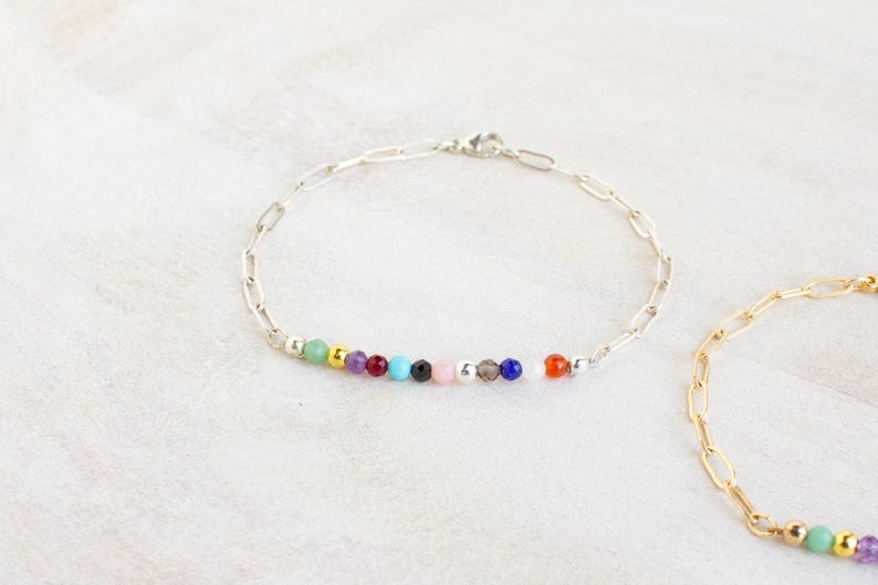 Eras Gemstone Bracelet, Swiftie Bracelet, Eras Tour Bracelet, Eras Silver Gold Bracelet, Gemstone Paperclip Bracelet image 10