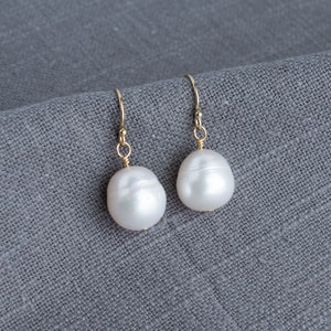 Pearl Drop Earrings, Large Pearl Dangle Earrings, Baroque Pearl Gold Earrings, Large Baroque Pearl Earrings