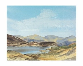 Easedale Tarn, Lake District artwork, Landscape pastel, Landscape watercolour,