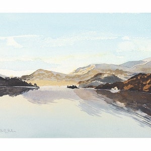 Ullswater looking to St Sunday Crag, Lake District artwork, Landscape pastel, Landscape watercolour,