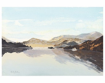 Ullswater looking to St Sunday Crag, Lake District artwork, Landscape pastel, Landscape watercolour,
