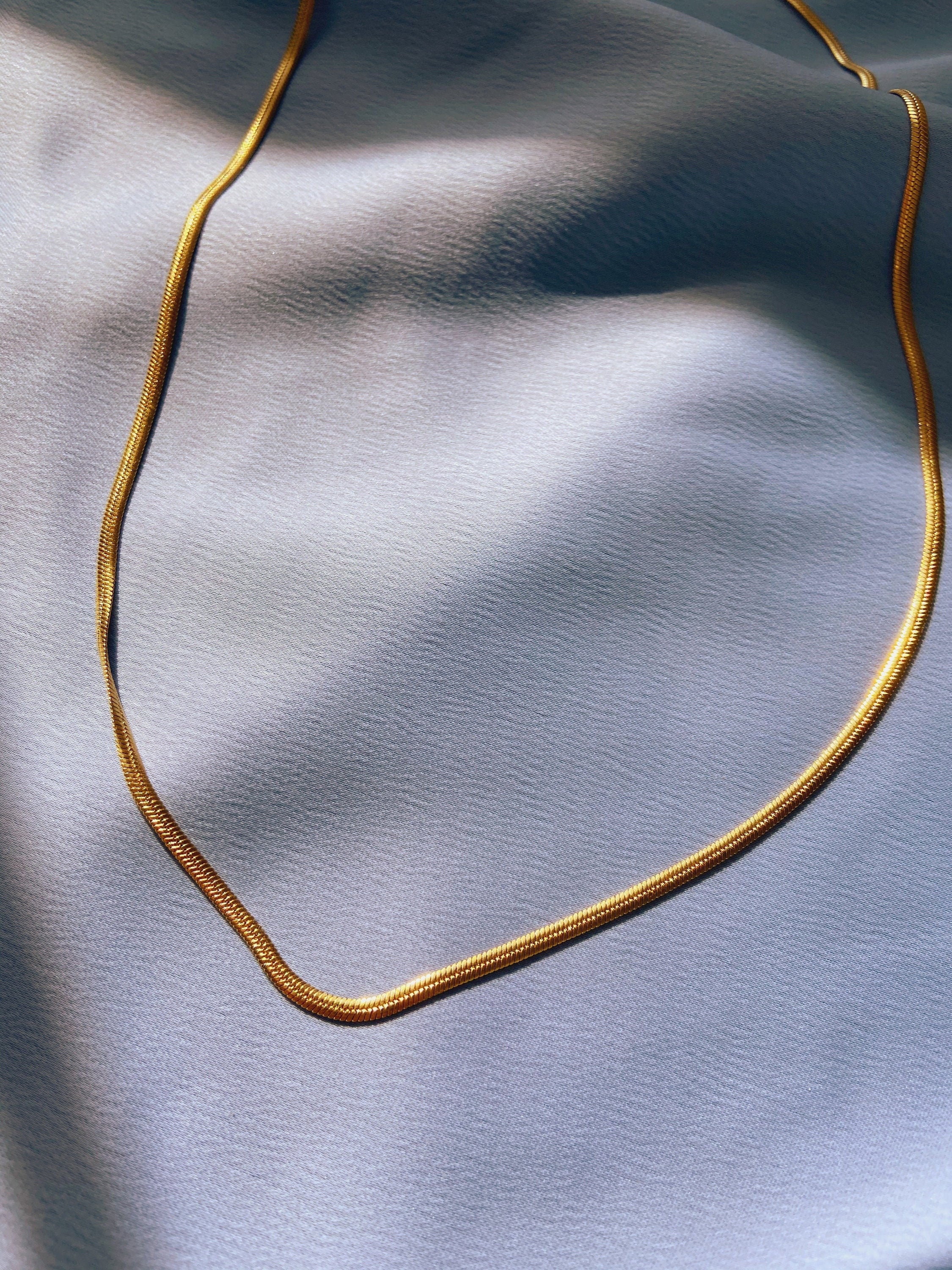 Gold Thin Herringbone Chain Necklace Amara Etsy