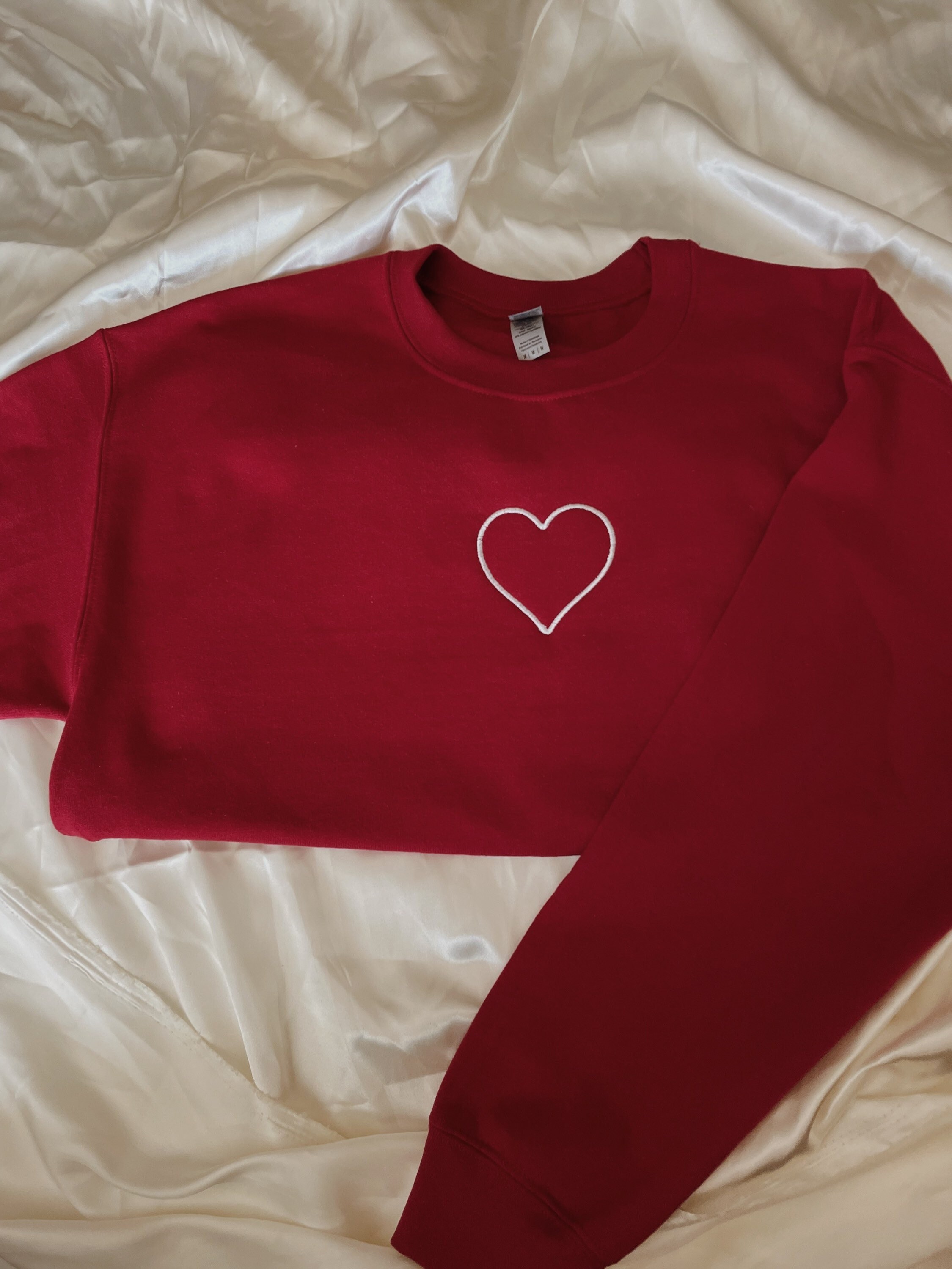 Embroidered Heart Sweatshirt - Etsy