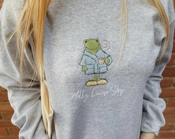 Embroidered Frog Crewneck l Comfy Frog Sweatshirt