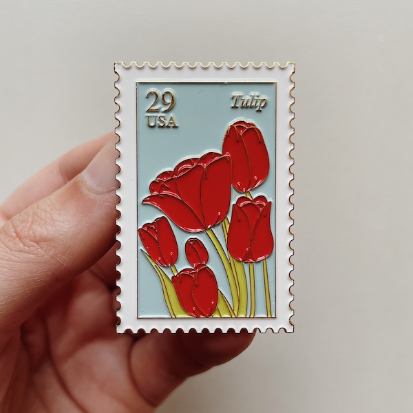 Tulip Vintage Stamp Enamel Pin