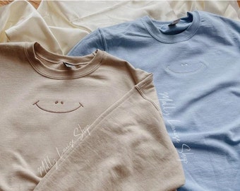 Smiley Face Embroidered Sweatshirt